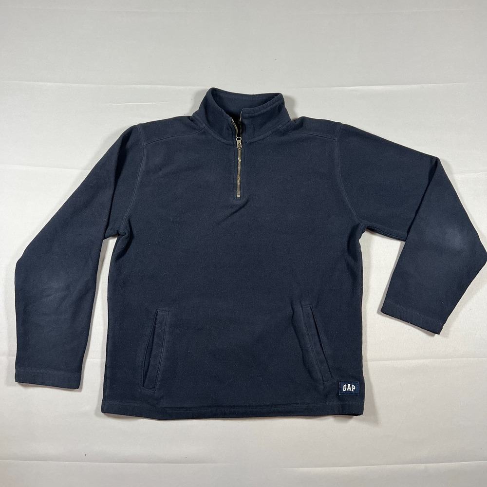 Gap Quarter Zip Sweatshirt Mens Medium Navy Fleece Lined Long Sleeve Mock Neck